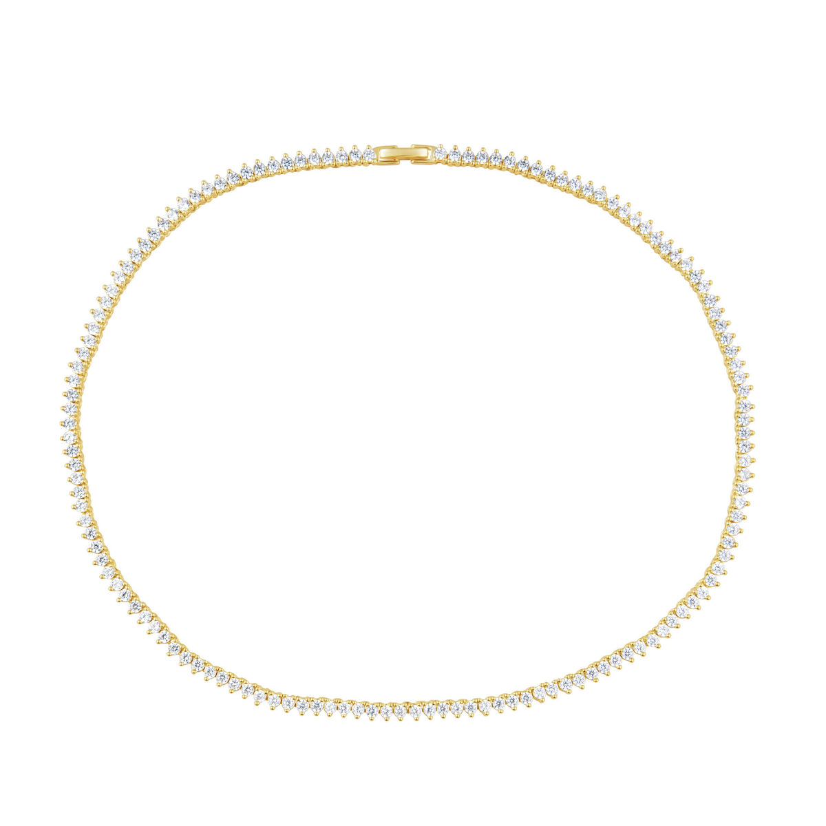 Melinda CZ Gold Tennis Necklace with sparkling clear cubic zirconia stones