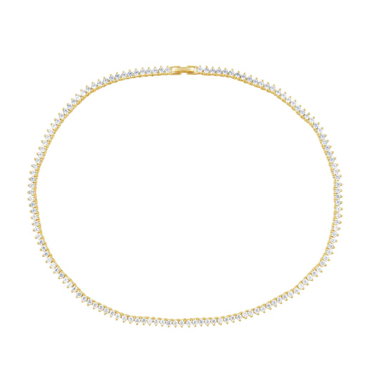 Melinda CZ Gold Tennis Necklace with sparkling clear cubic zirconia stones