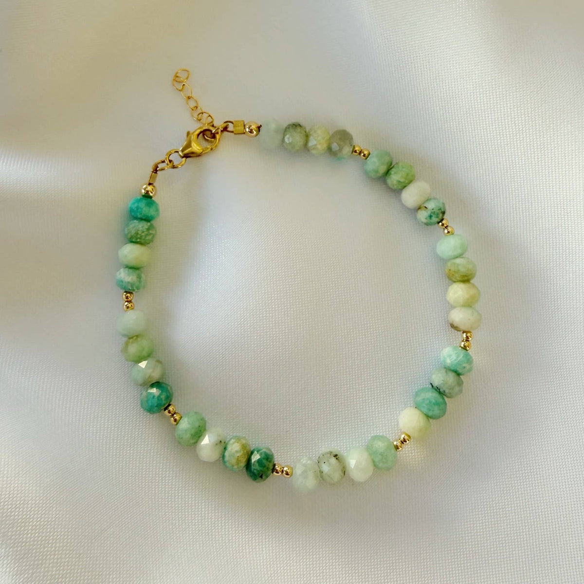 Handmade natural Peruvian amazonite gemstone bracelet