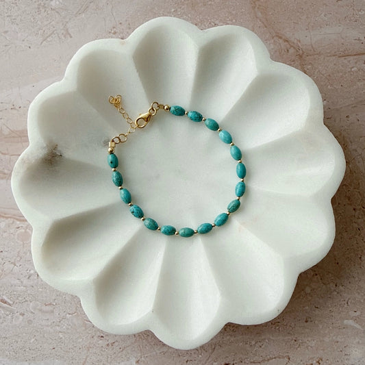 The Santorini Turquoise Bracelet with genuine turquoise and 14K gold-filled beads