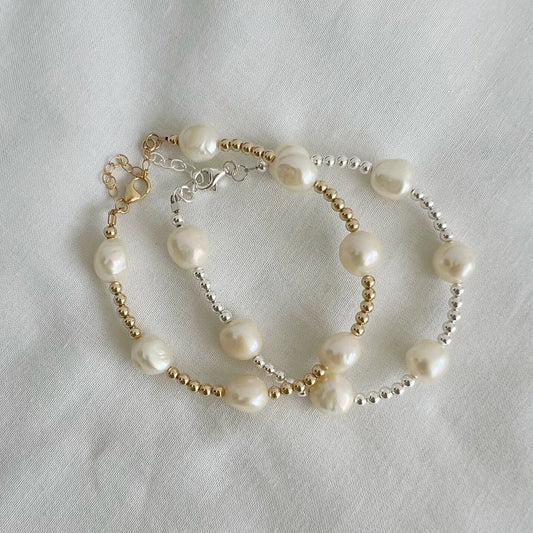 Southern Belle freshwater pearl bracelet with AAA quality pearls and gold-filled beads