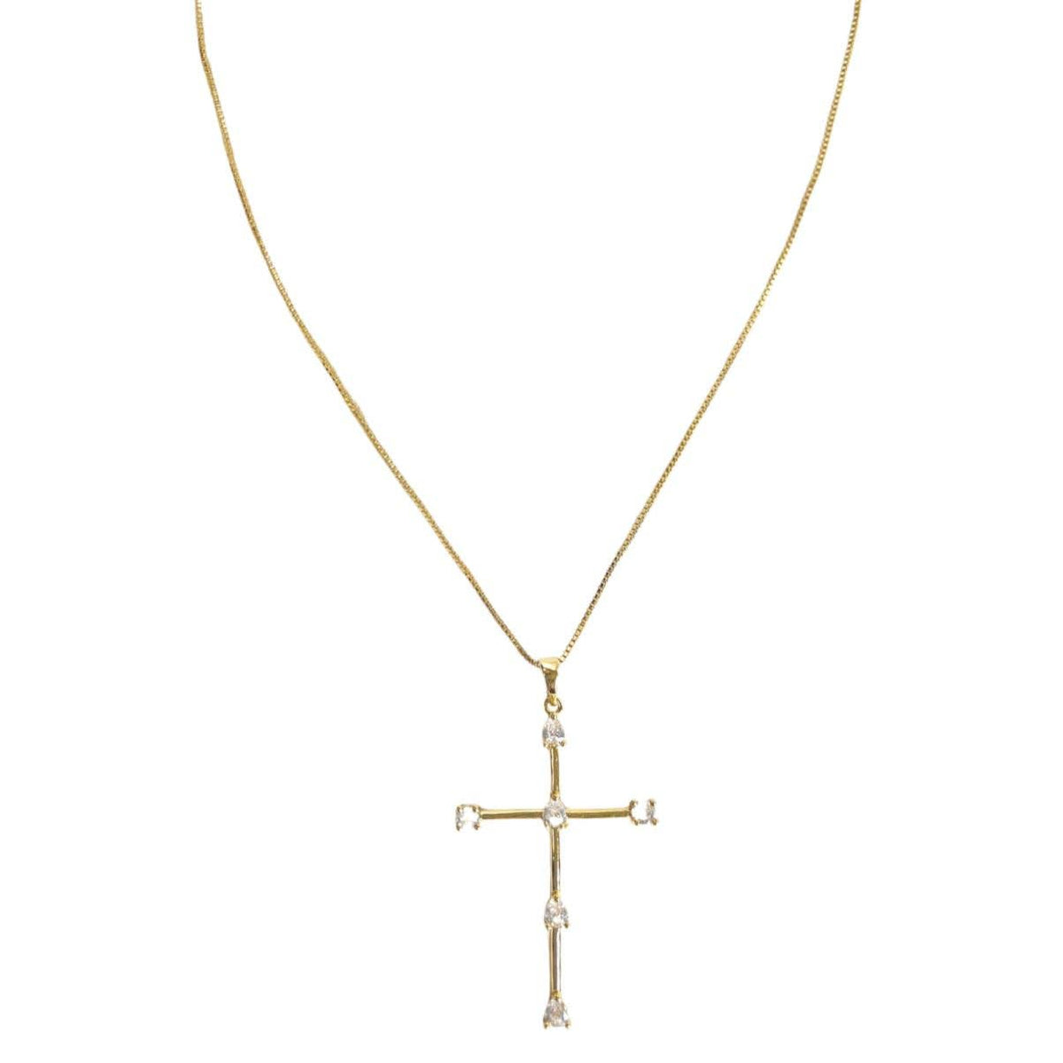 Tom'e CZ Cross Necklace in gold with sparkling cubic zirconia stones