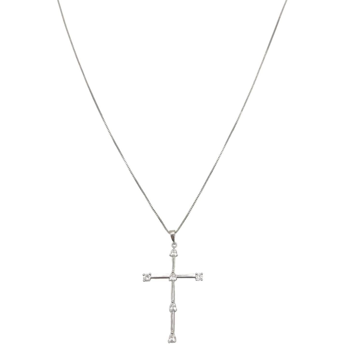 Waterproof Tom'e CZ Cross Necklace available in gold and silver