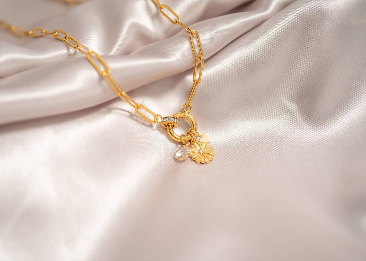 Waterproof paperclip charm holder necklace for everyday